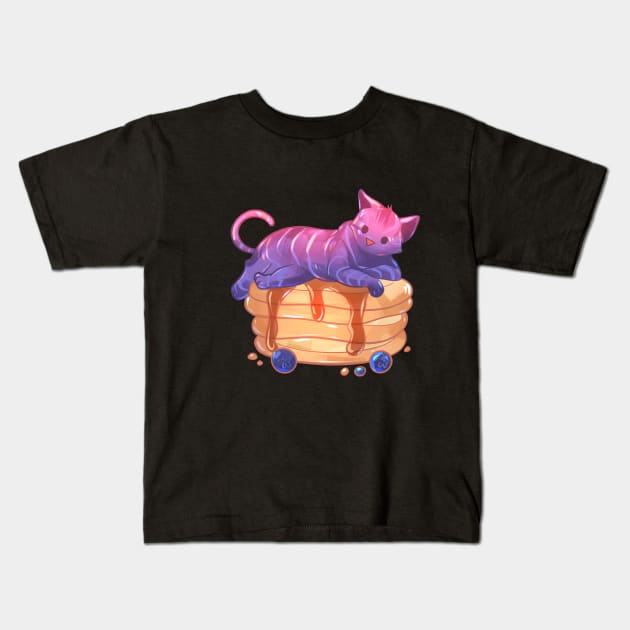 Cat Pancake Stack Kids T-Shirt by Claire Lin